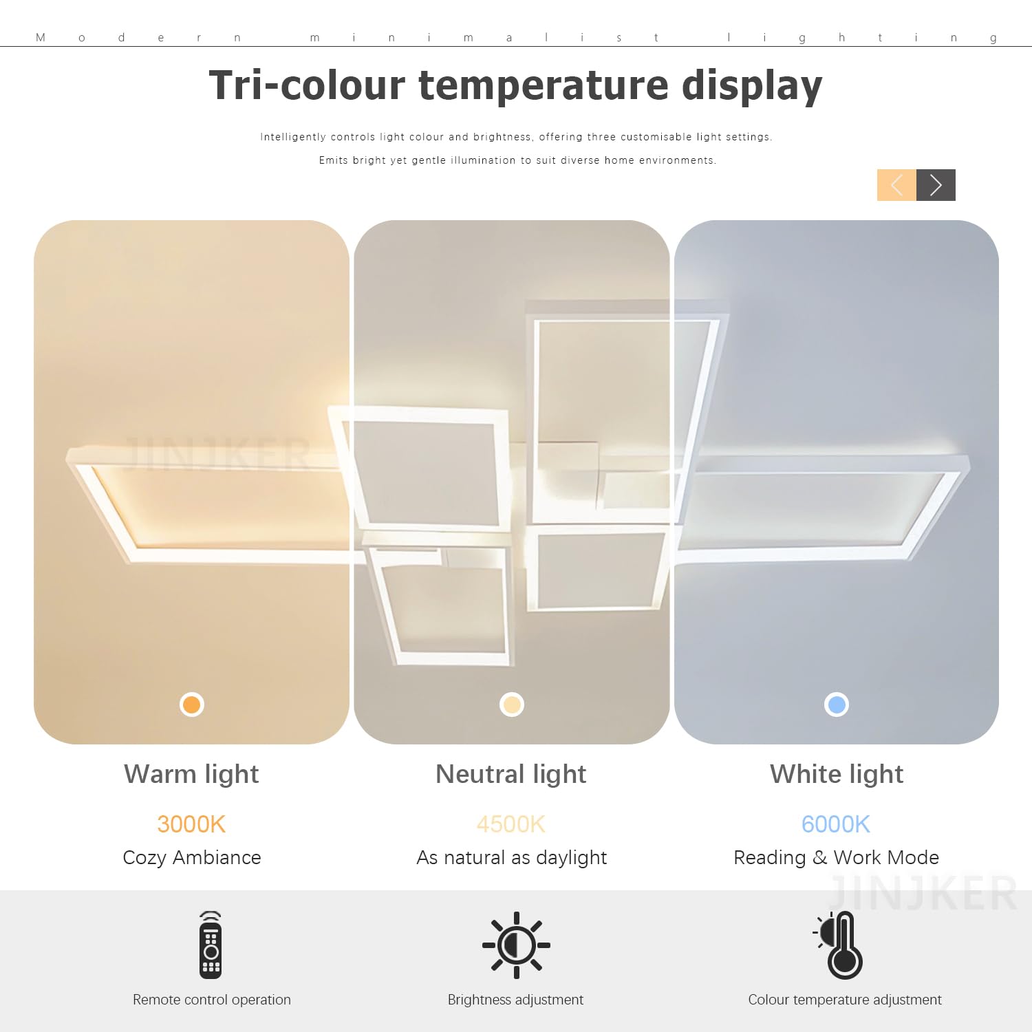 Inteligentna ściemnialna lampa sufitowa LED,biała,110cm,pilot zdalnego sterowania,płynna regulacja jasności,stopu aluminium,nowoczesny minimalistyczny,regulacja 10%-100%,odpowiednia salonów i (L110cm)