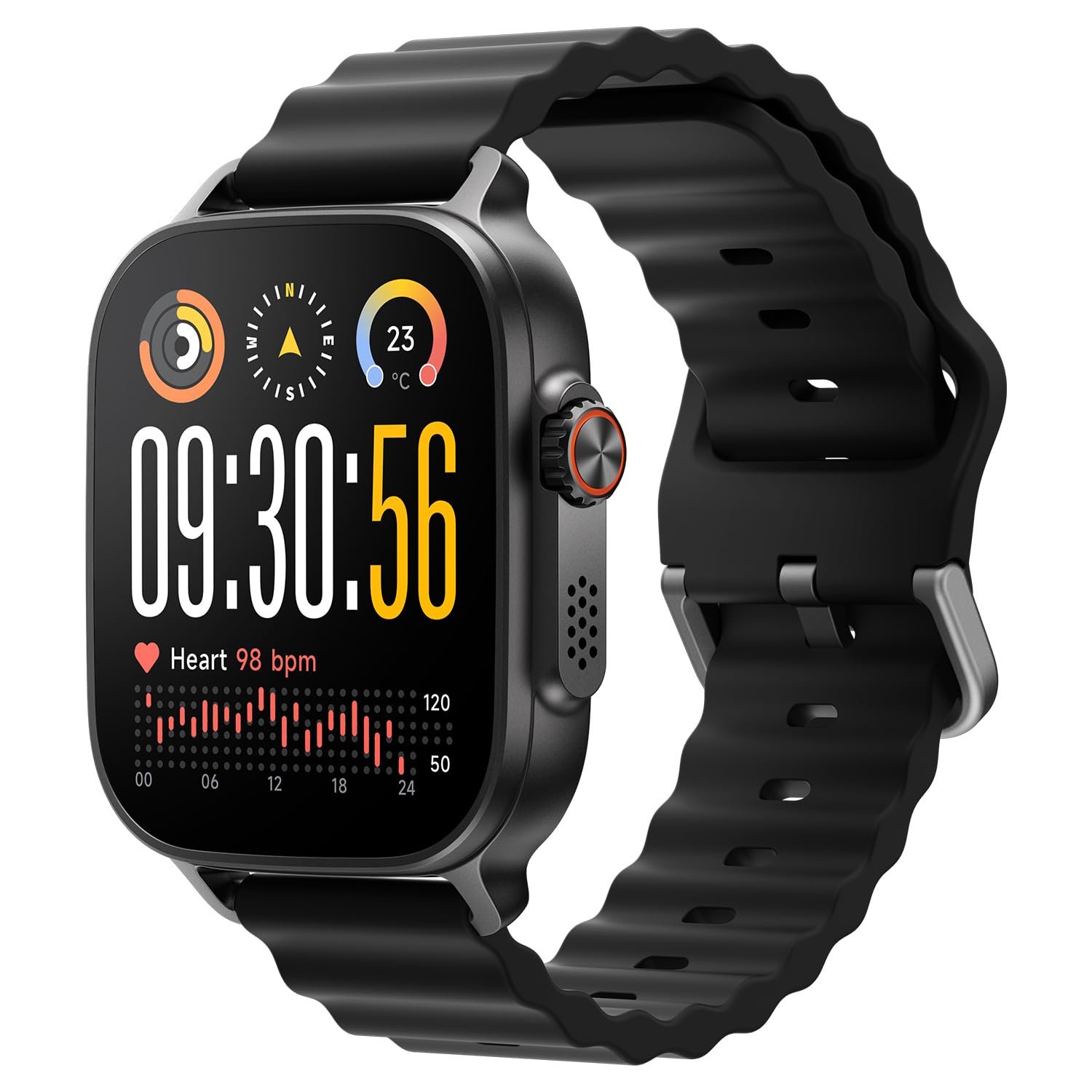 realme Watch 5 Montre Connectée, IP68, GPS Indépendant, NFC, Appels Bluetooth, 108 Modes Sport, Surveillance Oxygène Sanguin/Sommeil, Écran Tactile AMOLED 1,97'', Autonomie 16 Jours, Noir