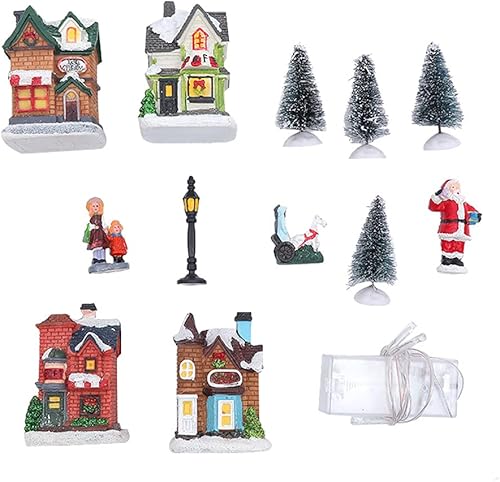 Miniatura 2 de Dan&Dre Juego de aldea de Navidad 10 figuras de pueblo de escena de Navidad iluminadas con luces LED, casas en miniatura, ciudad de Navidad, casas
