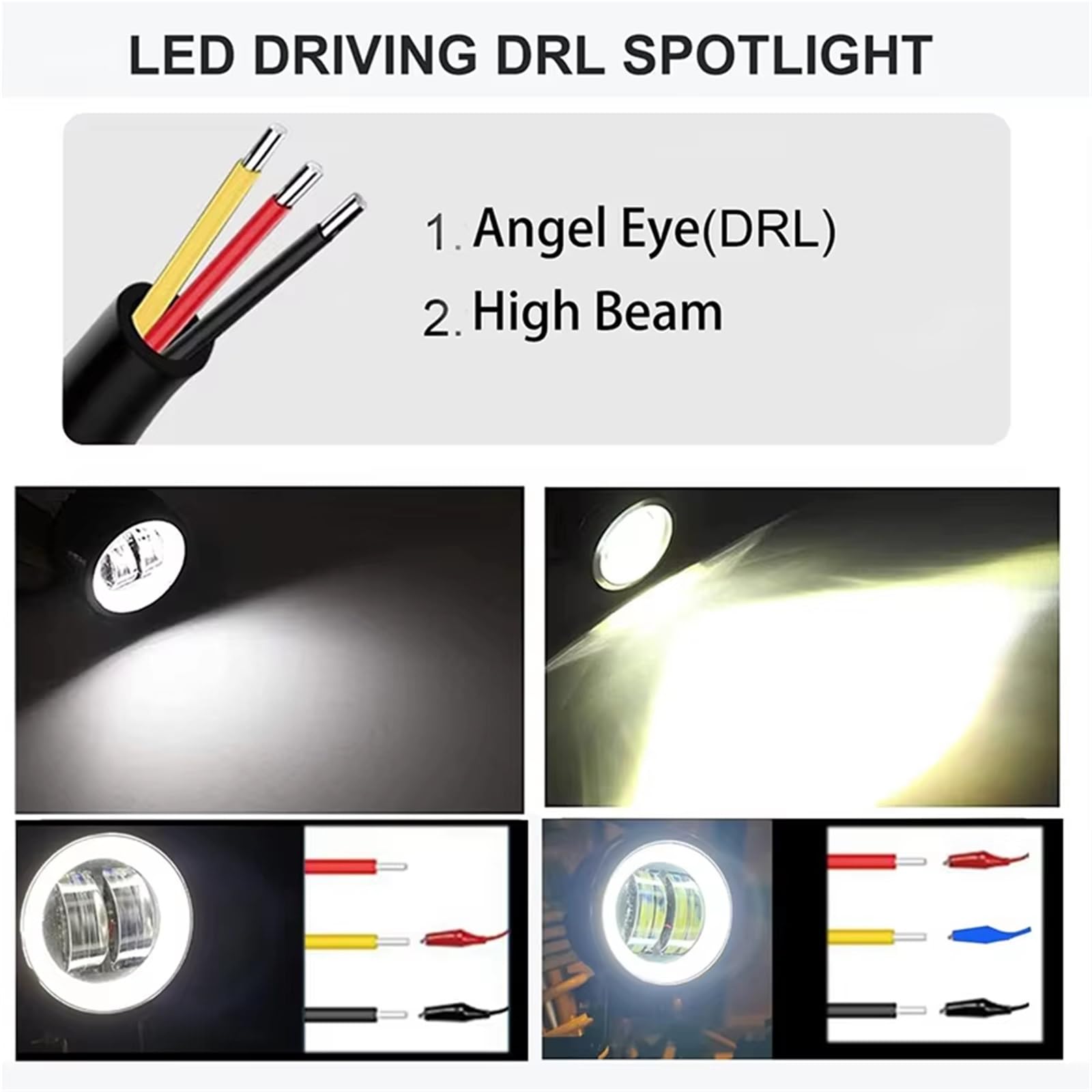 MESKEL Fari Anteriori Moto per Camion SUV UTV ATV Trattore fendinebbia Moto Universale 3 "fari da Lavoro Angel Eye LED Portatili | 2Pieces