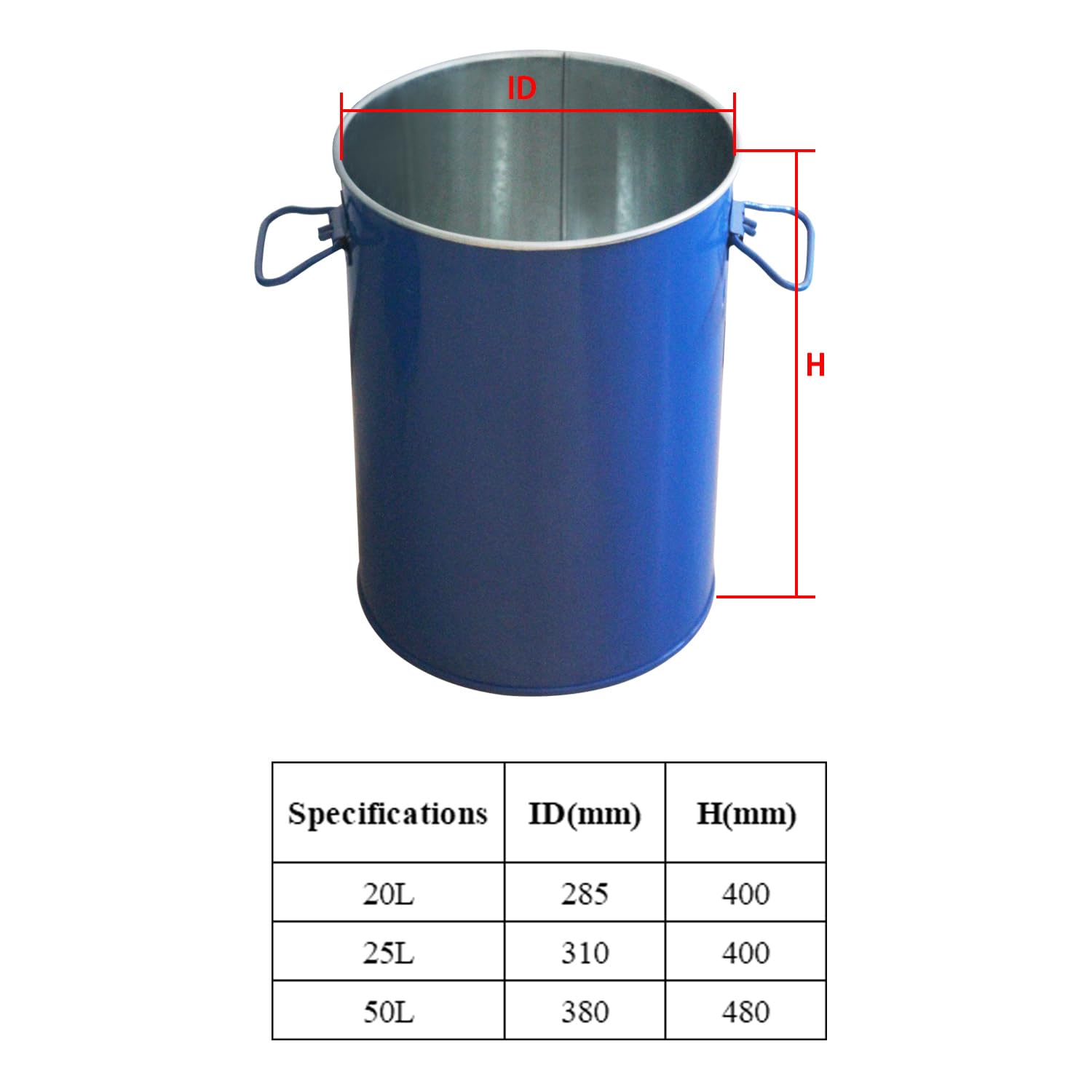 Fusto metallico per secchio di raccolta della polvere fusti per alimenti fermentatore bidoni chiusura ermetica spazzatura fusto in metallico a bocca larga Secchio con cerchio di serraggio (25L)