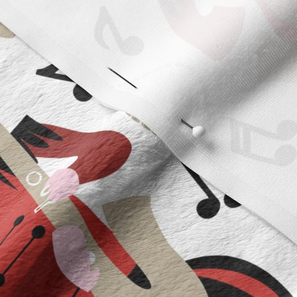 Spoonflower Fabric - Marching Band Music Drum Trumpet Red Black White Printed on Minky Fabric by The Yard - Sewing Baby Blankets Quilt Backing Plush