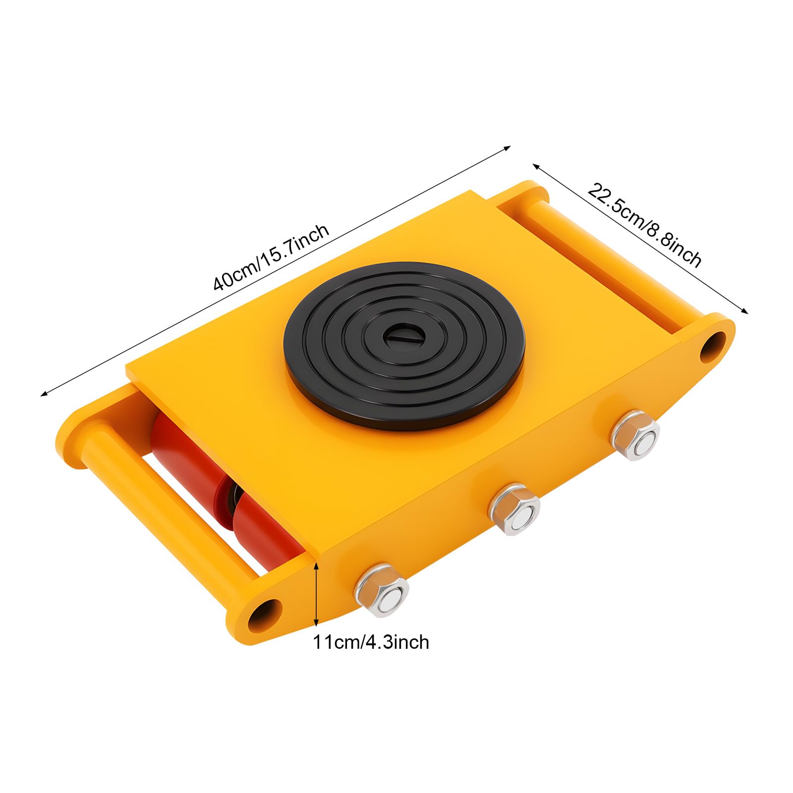 Machinery Mover Dolly, 8T giallo carrello di trasporto attrezzi con 6 ruote antiscivolo, rotazione a 360 gradi