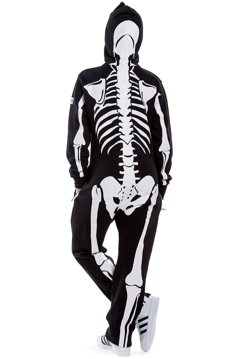 Halloween Skeleton Costume Jumpsuit with Front and Back Skeleton Bone