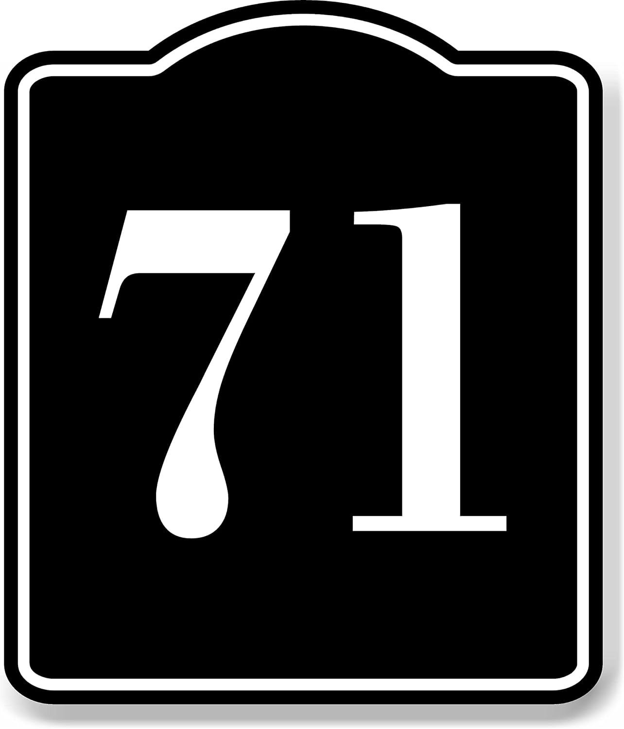 71 Bay Garage Door Plate Field Lane Gate Number BLACK Aluminum Composite Sign, 15x18