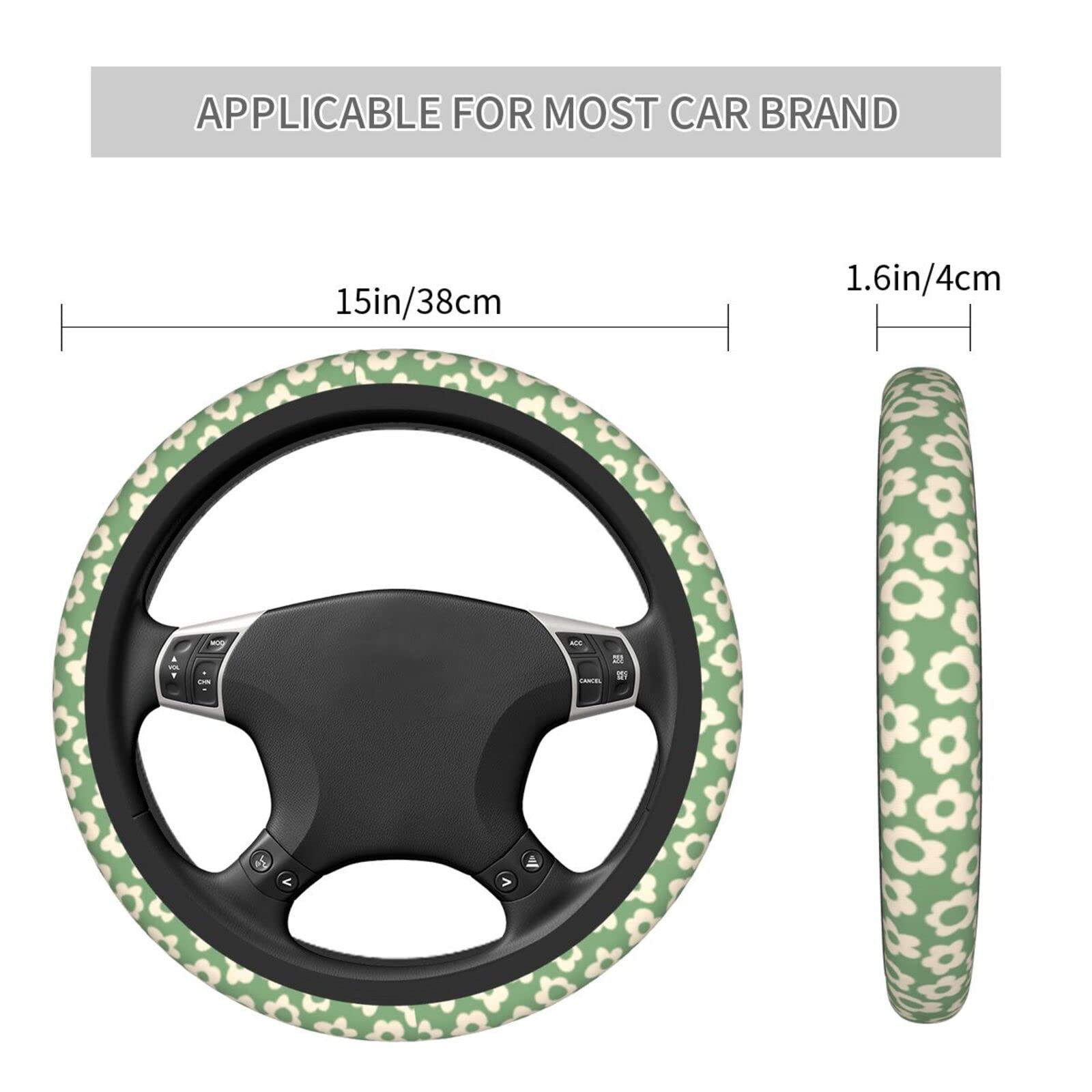 Housse de volant en crochet tournesol, housse de volant de voiture, housse de volant pour femme (housse de volant 2 housses de ceinture