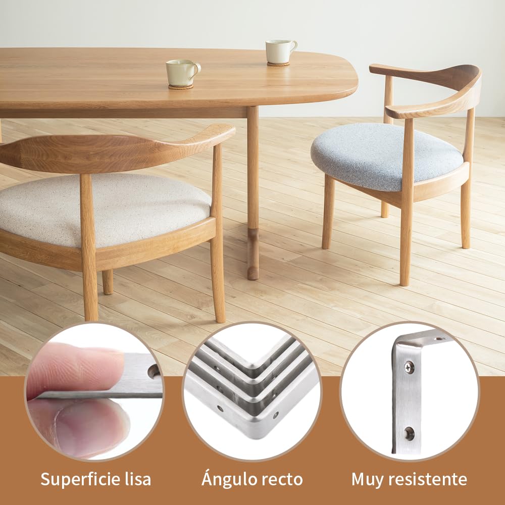 10pcs Escuadra de unión en L Escuadra de unión en ángulo recto Sujetador, unión de acero inoxidable para atornillar marcos de madera, mesas, sillas, camas(50*50*16mm)(27*27*375mm)