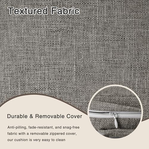 Image of OVOV 14x14 Chair Cushions for Metal Dining Chairs Set of 2 Light Grey | Non Slip, Washable Removable Cover with Ties, Textured, for Dining Room, Kitchen Cafes Bistro Patio, Stackable Chairs
