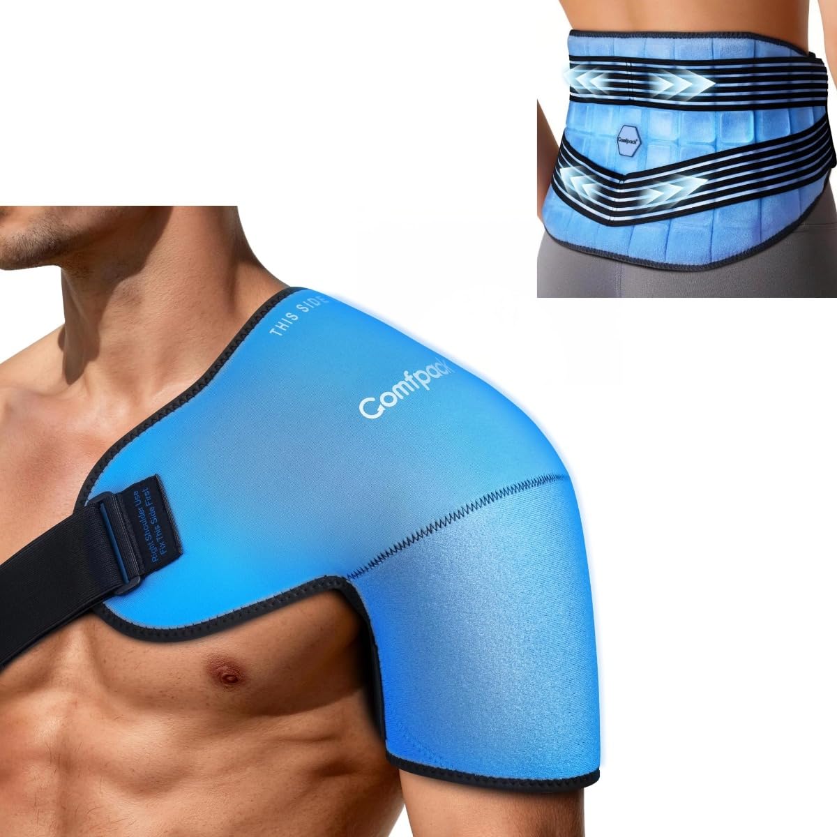 Shoulder Brace Ice Pack Wrap for Rotator Cuff and Arm Back Ice Pack for Lower Back Pain Relief