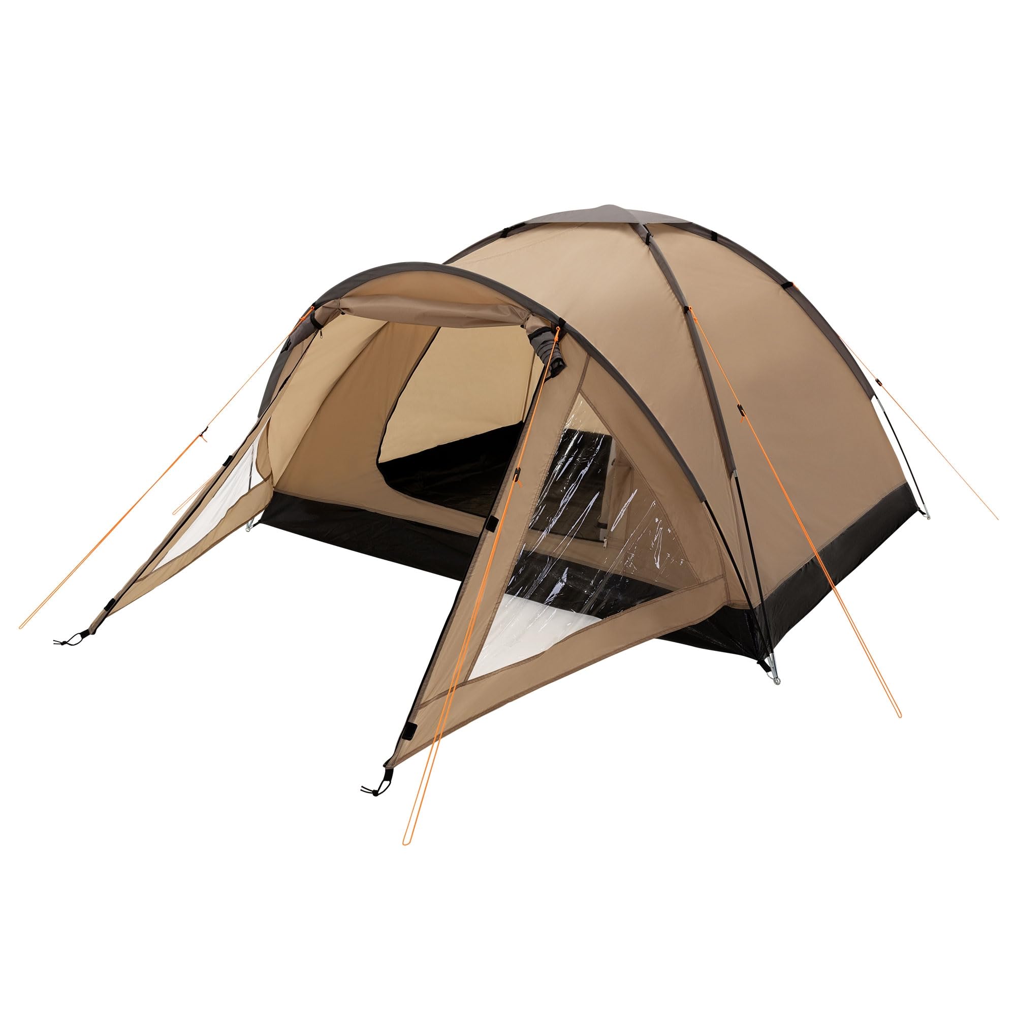 ECD Germany Tenda da Campeggio per 3 Persone 210x180x120 cm Cachi/Beige-Grigio Tenda per Famiglie Leggera Impermeabile e Antivento Vestibolo Chiudibile a Chiave Igloo con Cappucci di Ventilazione