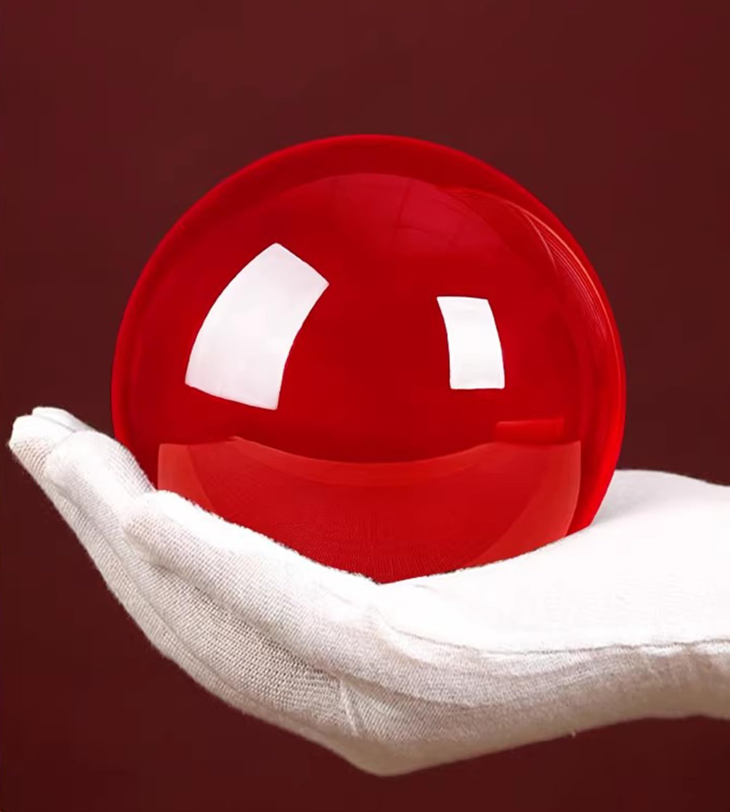 Figurka w kształcie czerwonej kryształowej kuli, magiczna szklana kula Feng Shui z drewnianym stojakiem, dekoracyjna kula do fotografii lensball, wróżka, czary,3.14"(8cm)