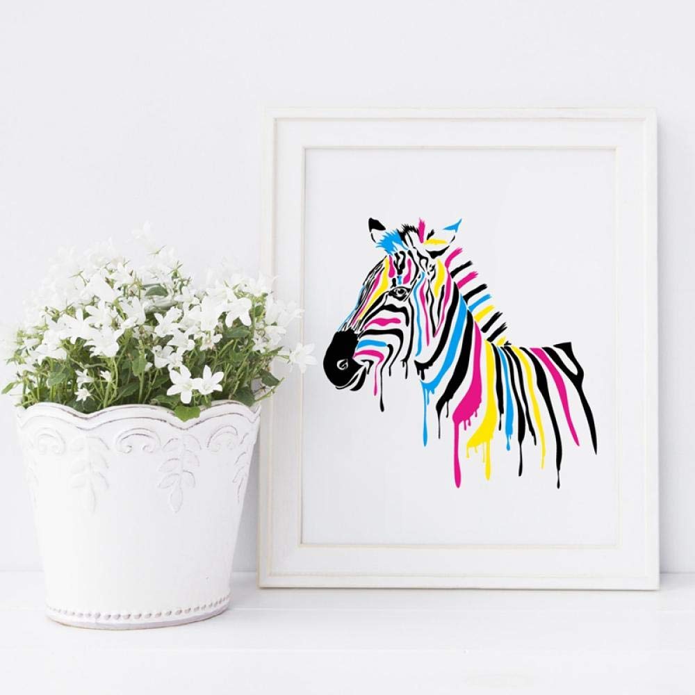 Amazon.co.jp: カラフルなシマウマポスターアートプリント
