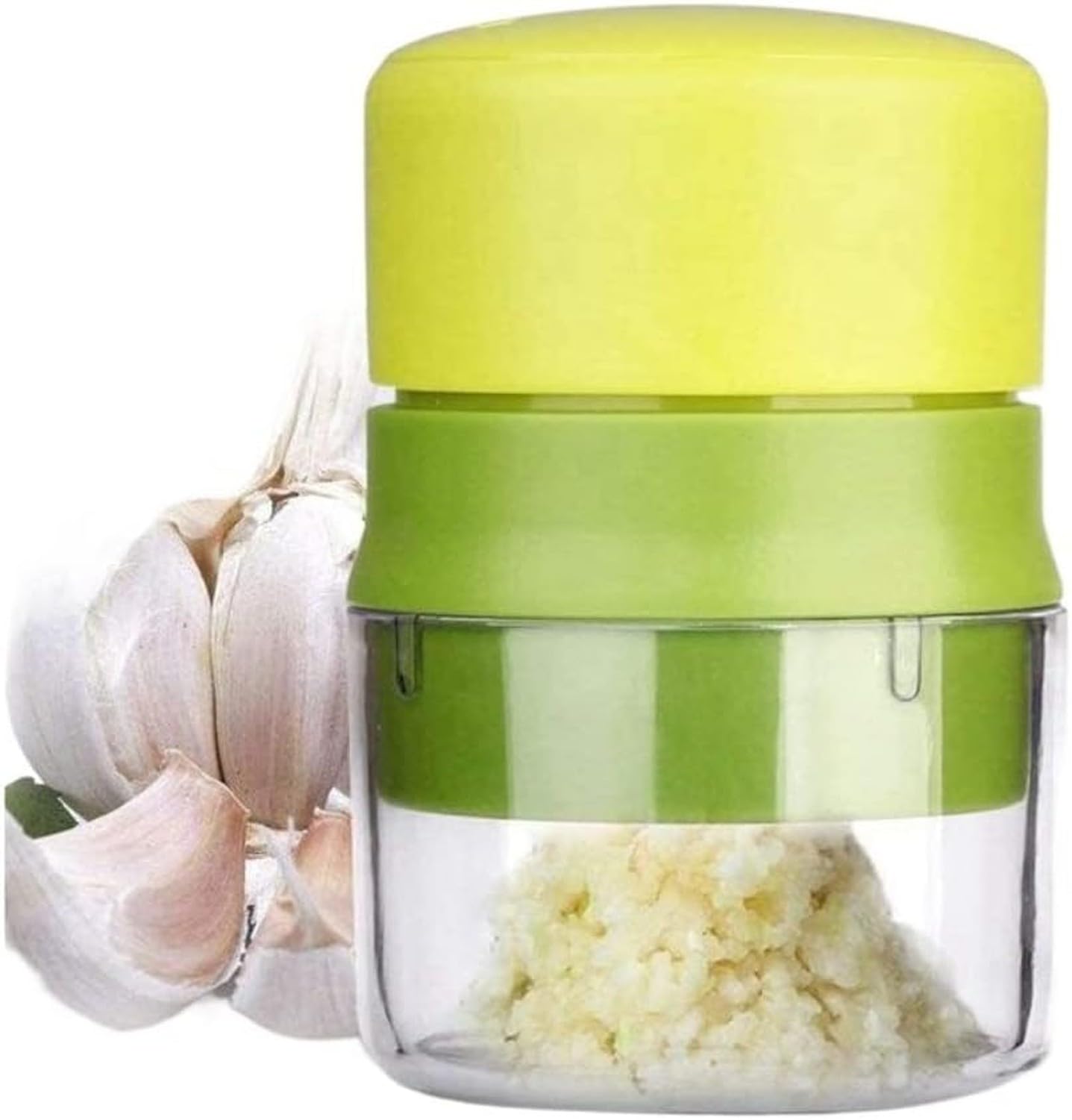 WOMGKDA Manual Garlic Press Crusher, Ginger Twist Mincer Squeezer No Mess No Flying Cloves Vegetable and Garlic Crusher for Kitchen, GREEN, 10.5 * 6.5cm