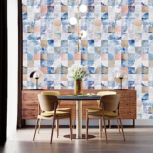 Image of Abstract Blue Texture Self Adhesive Wallpaper Peel & Stick, Waterproof, Scratch Resistant 41cm x 244cm