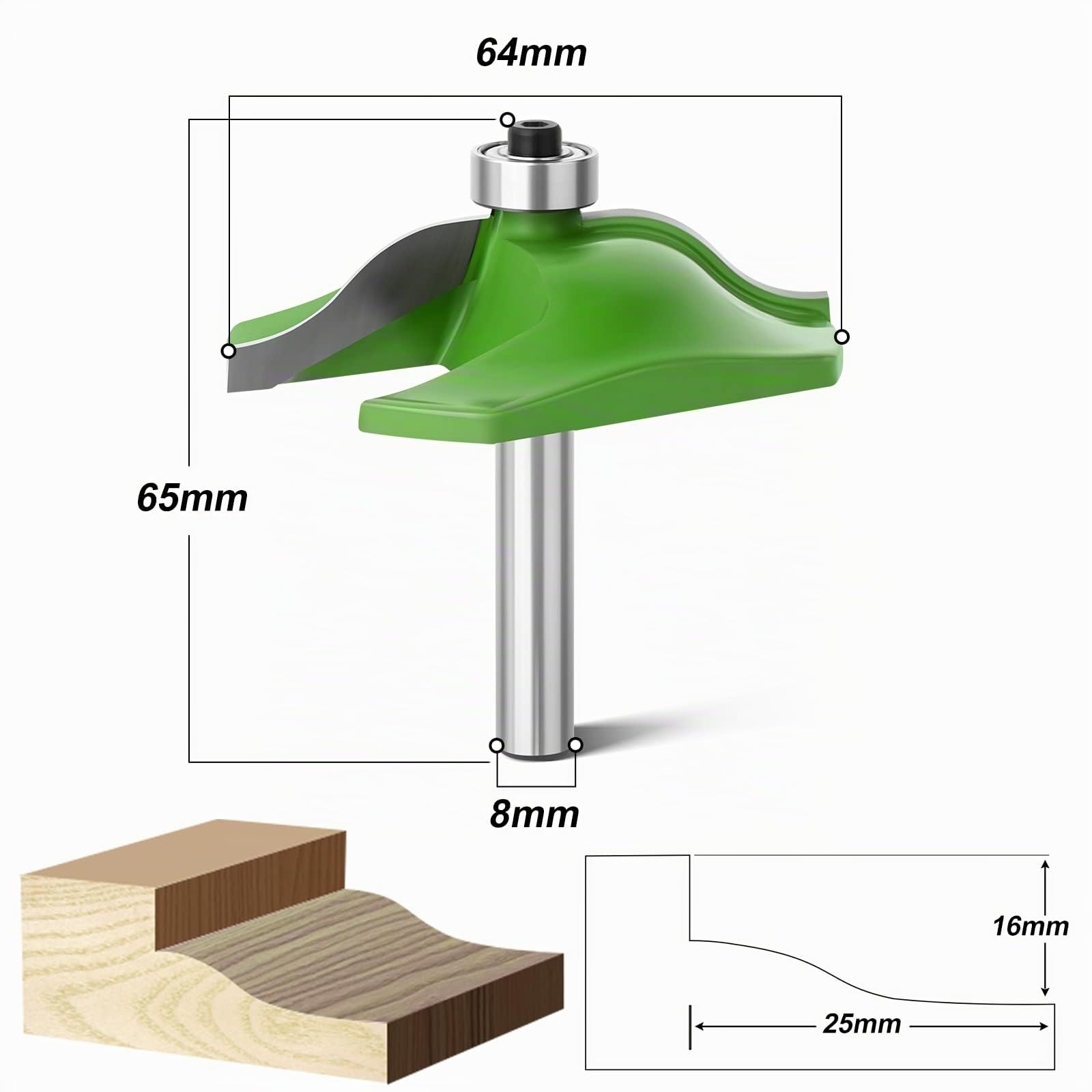 3 Pezzi Pannello Rialzato Porta Dell'armadio Router Bit Set 8mm Shank Strumenti di Fresatura per La Lavorazione del Legno, Fresa per Scanalatura del Router di CNC in Duro