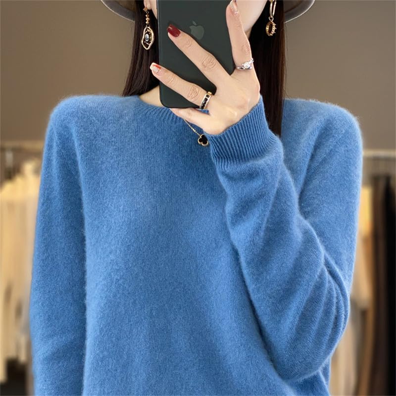 Shanghai Story 100% Merino Wool Sweater Women Fall Winter Warm Knitted Pullover Crewneck Long Sleeve Sweater2