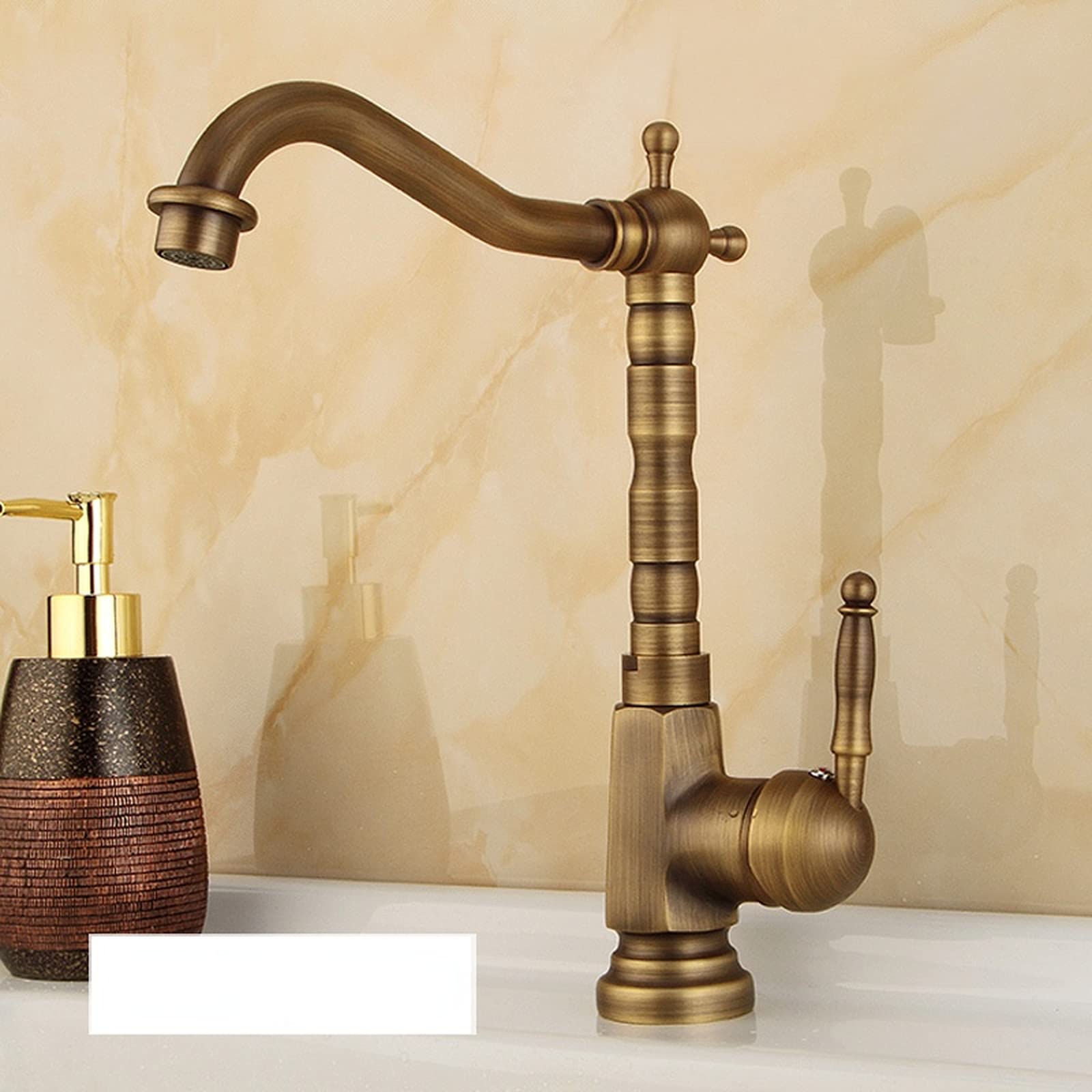 ZYCHSJXA Antique Brass Kitchen Faucet 360 Swivel Bathroom Basin Sink Mixer Bronze Tap Vintage Copper Crane Single Lever Home Accessories
