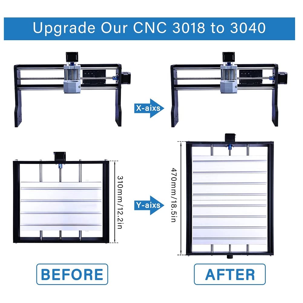 CNC 3018 Kit de mise à niveau de graveur 3018 vers 3040 pour mise à niveau de l' X et extension d' Y