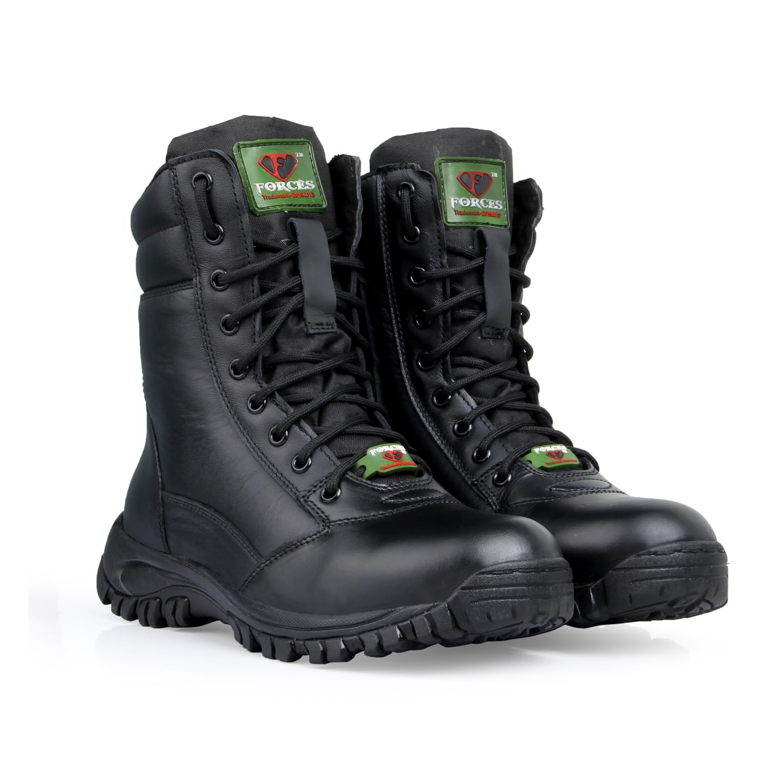 Forces Army Long Shoes with Zip Pattern & Full Leather for Men-image-2