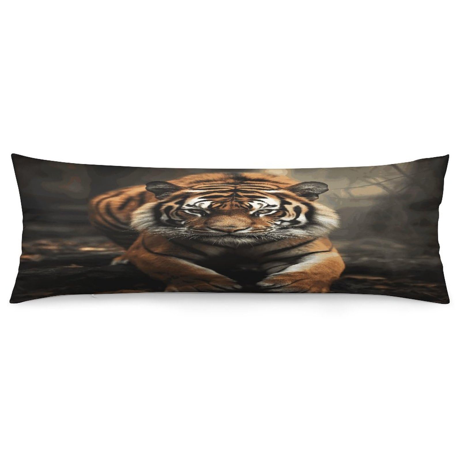 Wild Animals Tiger Throw Pillow Covers with Silent Zipper Polyester Pillow Protectors Removable Pillow Cases Soft Pillowcase Cozy Pillow Sham Cushion Cover for Sofa Car Bed 20"x54"