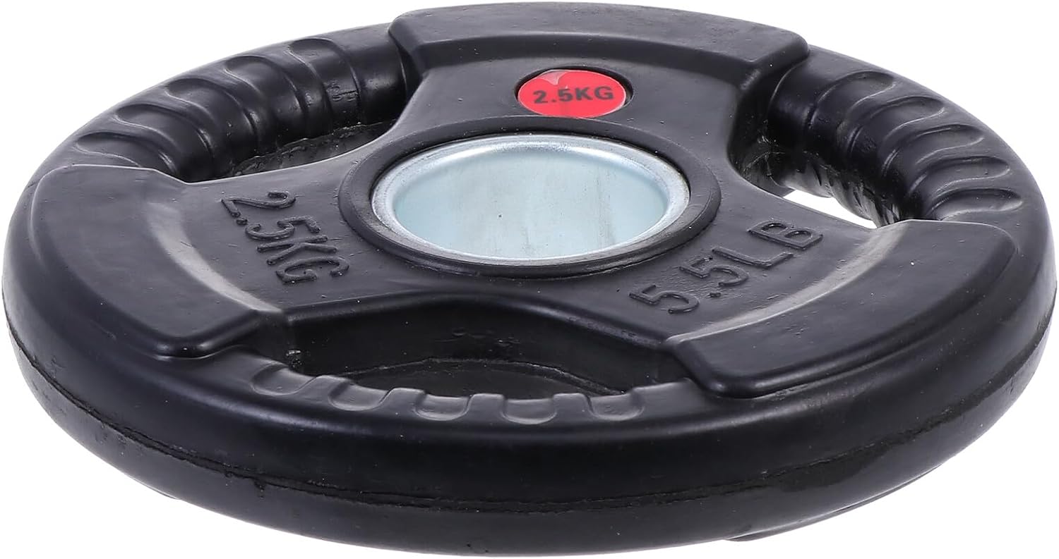 Barbell Weight Plate 2.5kg Coated Metal Three-hole Rubber Coated Counterweight Plate for Home Gym Strength Training