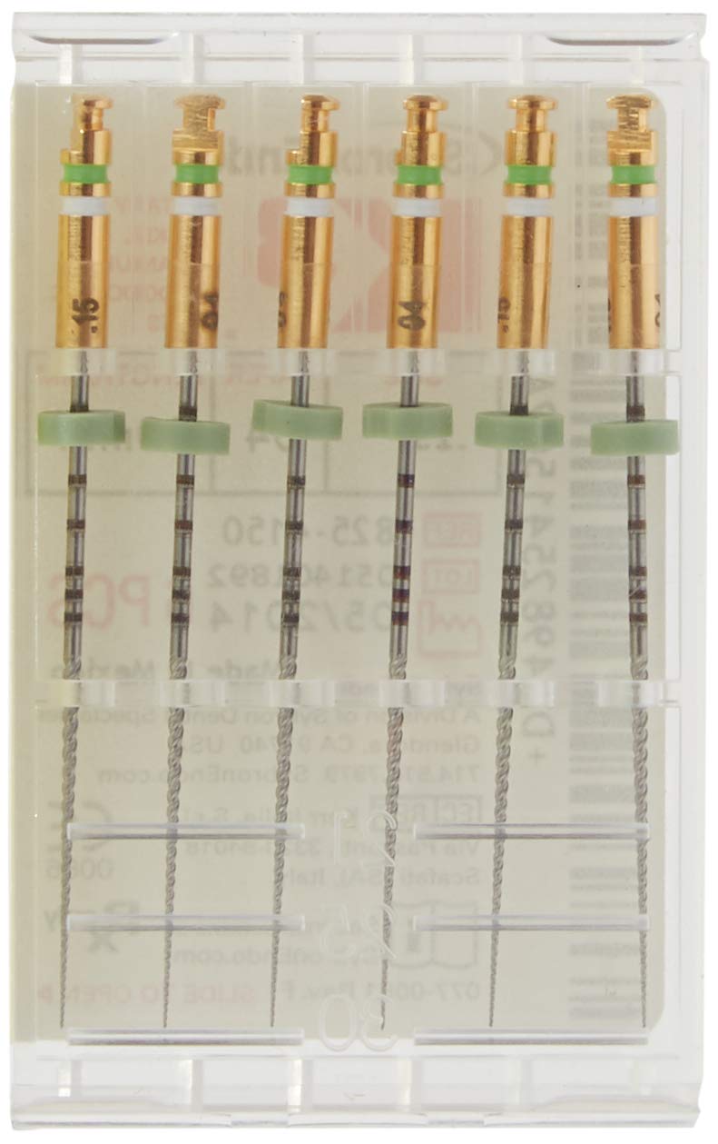 SybronEndo 825-4150 K3 NiTi Endo File, 0.04 mm Taper, Green Taper, 15 Tip Size, White Tip Color, Nickel-Titanium, 30 mm Length (Pack of 6)