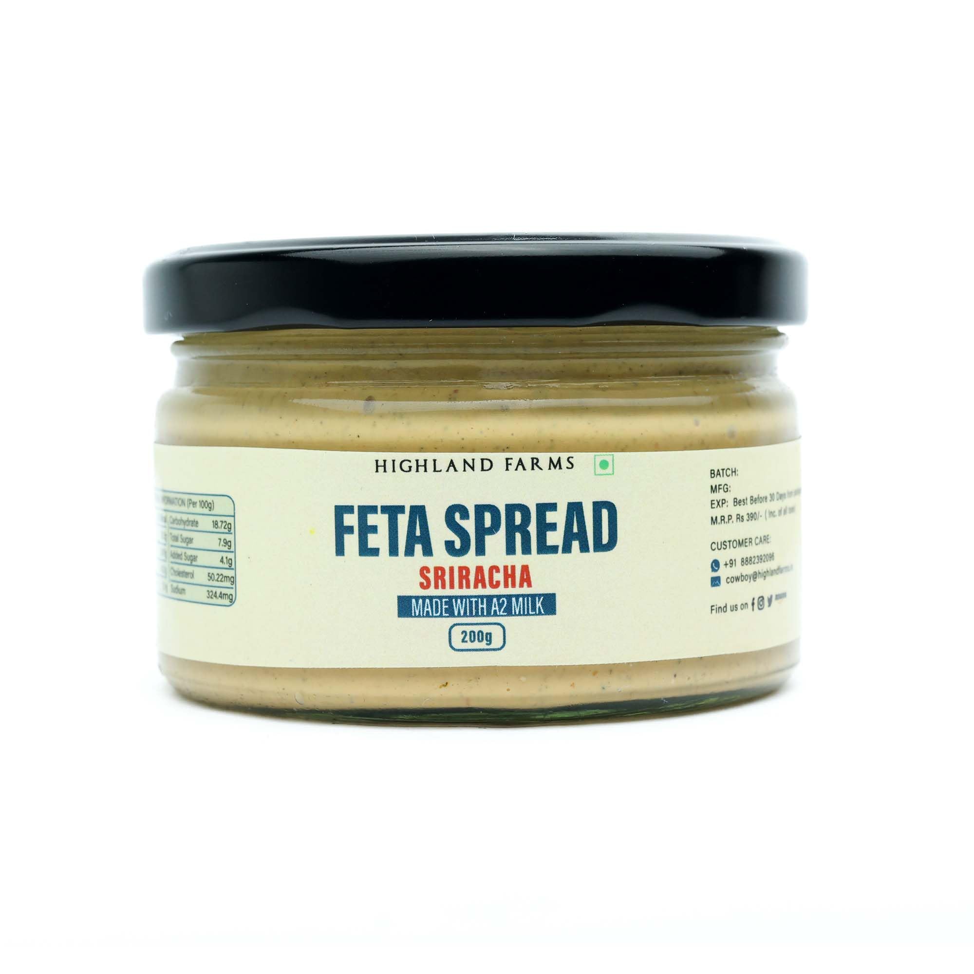 Highland Farms Feta Cheese Spread - Sriracha | Aravalli Grazed A2 Cow Milk | Traditional methods | Free range, Free Fed | 200g-image-28