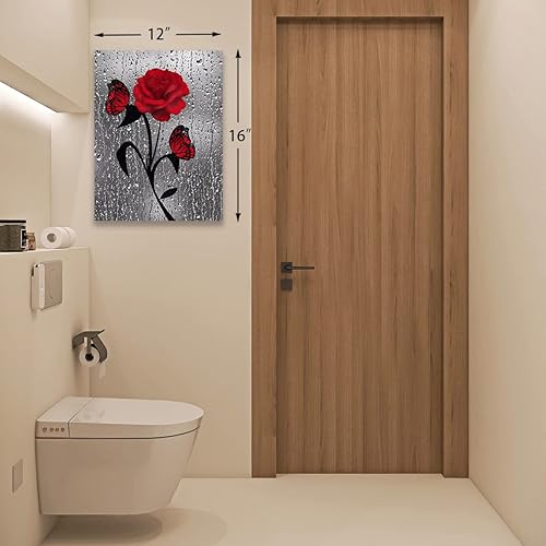 Miniatura 9 de Lienzo decorativo para pared, pinturas artísticas de pared de rosas rojas para baño, sala de estar, oficina, decoración del hogar, lienzo moderno,