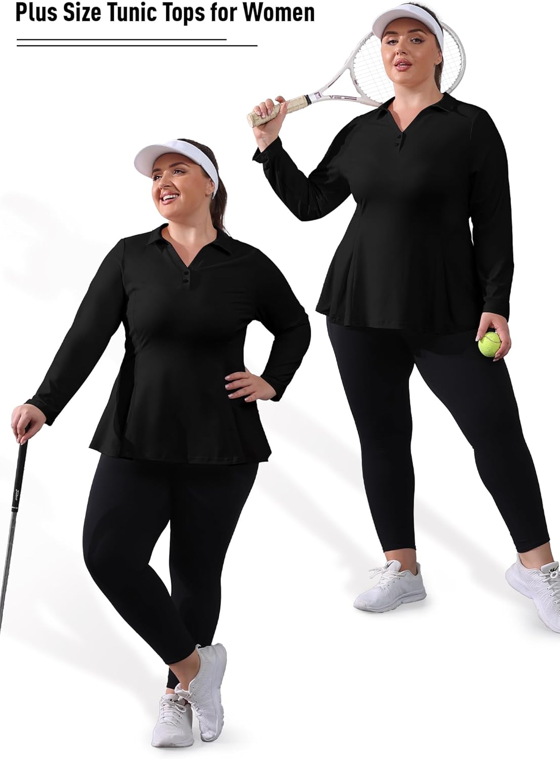 FOREYOND Plus Size Golf Polo Shirts for Women Long Sleeve Quarter Zip Pullover Athletic Workout Tops Yoga Gym Clothes - Image 4