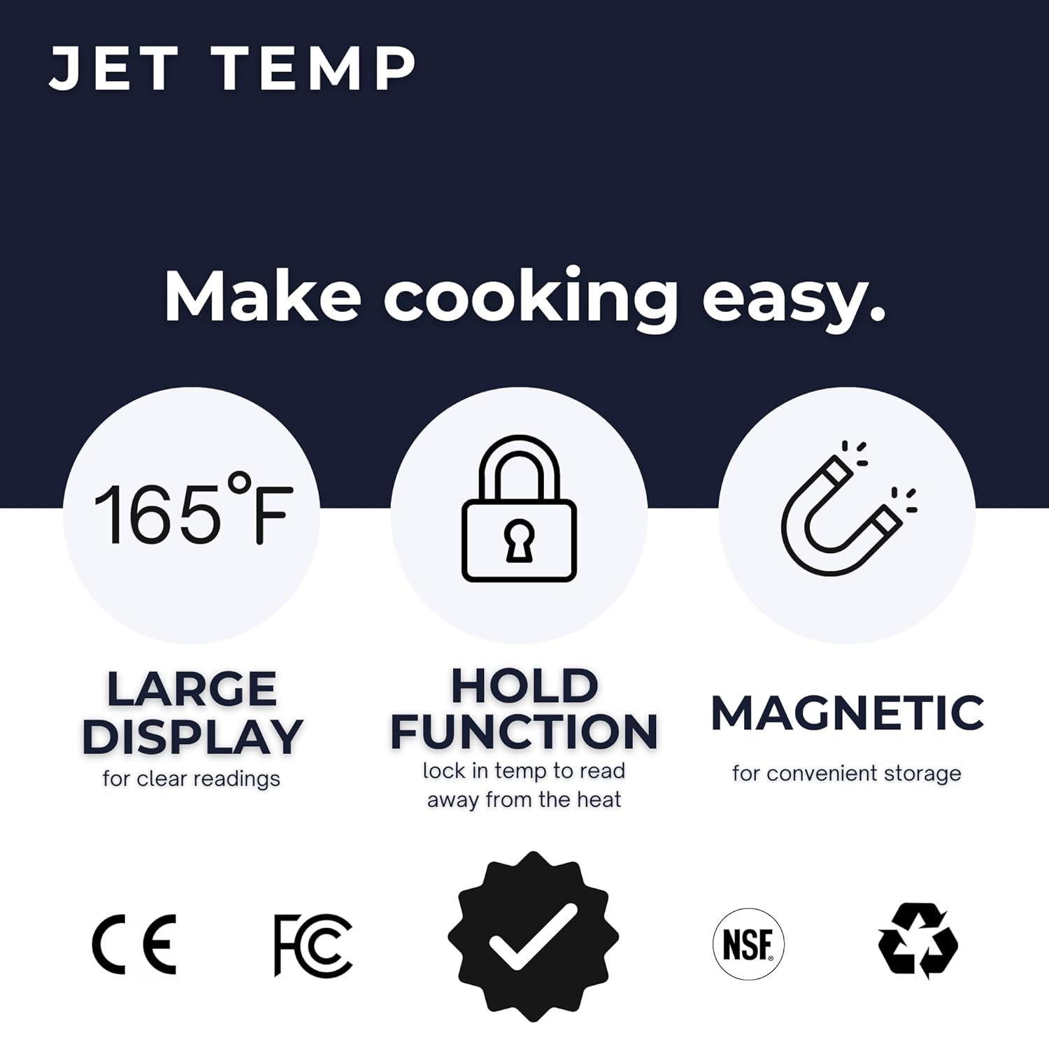 F1 Essential Meat Thermometer - Professional, Accurate, Super Fast - Ultimate Cooking Tool for Baking, Grilling, Smoking, Frying, Candy