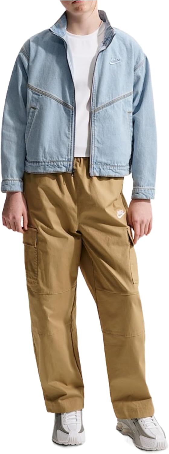 Nike Sportswear Collection Windrunner Big Kids' Denim Jacket (Light Armory Blue/Light Blue/Wheat/Light Blue)