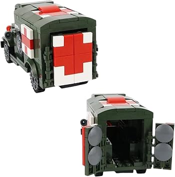 General Jim's Military Building Blocks US Army Ambulance WW2 (World War 2) Brick Building Vehicle - Military Ambulance Building Blocks Set for WWII or Brick Building Enthusiasts