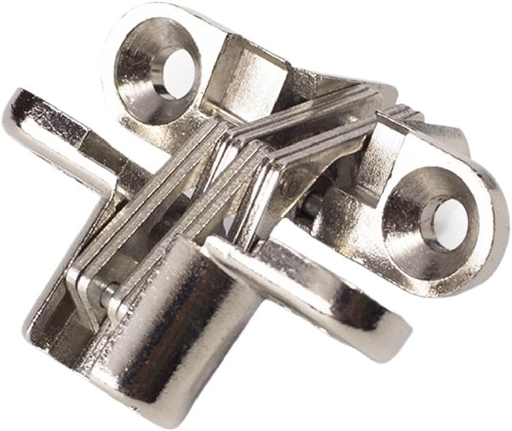 1pc Invisible Hinge 180 Degree zinc Alloy Material Nickel Color Invisible Folding Door Soss Hinge(Nickel 2 pcs)