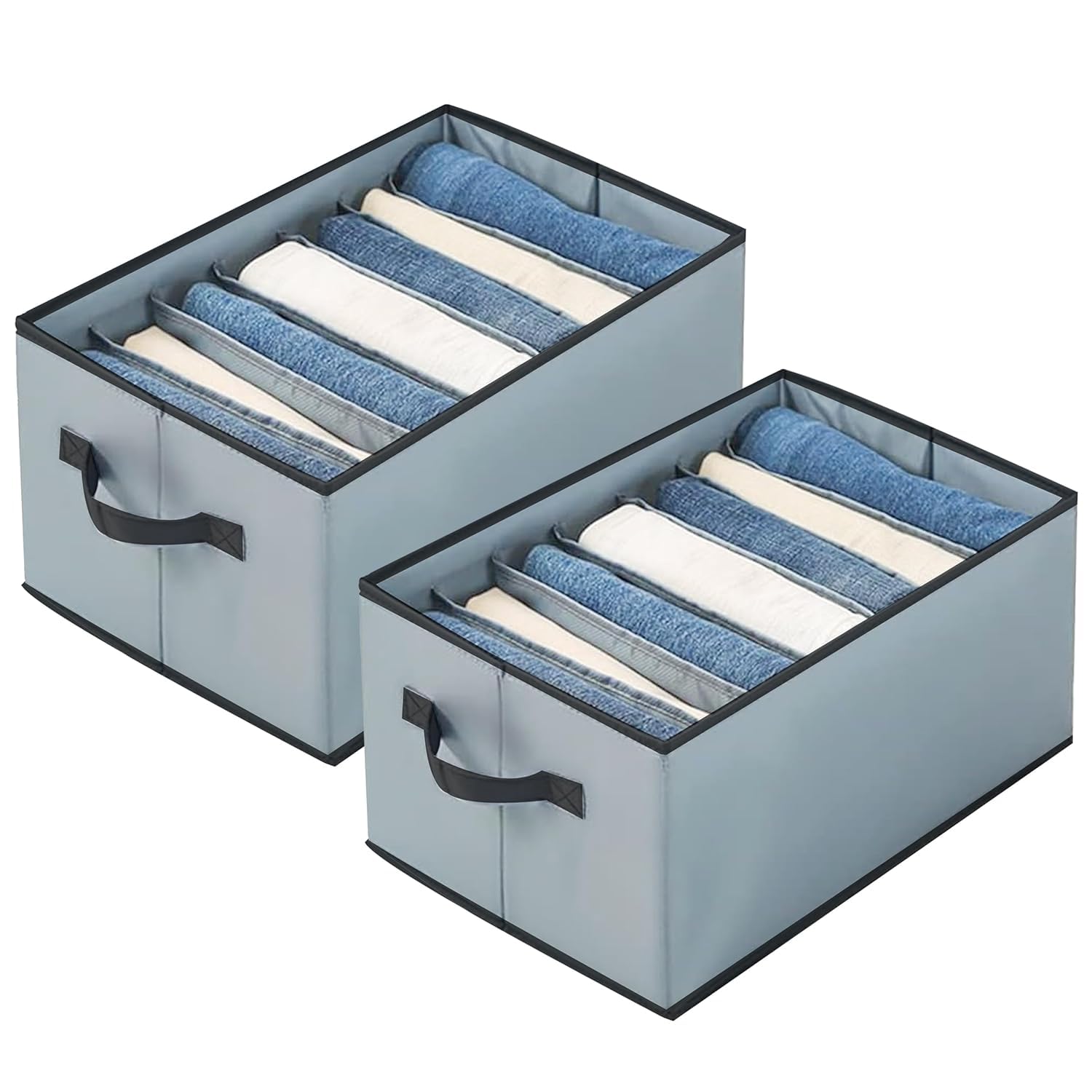 7 Grids Non Woven Storage Box, Cloths Drawer Organizer Wardrobe Drawer Organizer For Jeans, Tshirt, Leggings, Sweaters Jeans Pants Storage Organizer Box (grey)-image-7