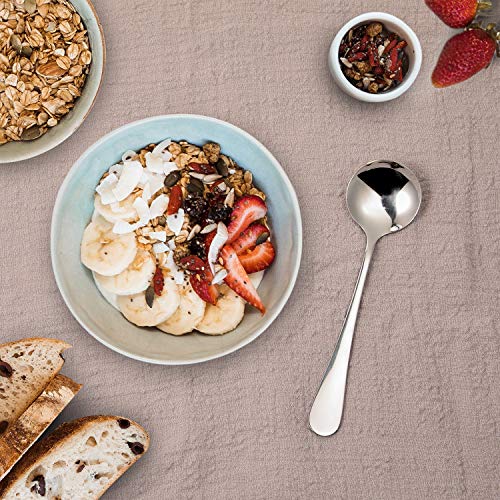 Hiware 12-Piece Soup Spoons, Round Stainless Steel Bouillon Spoons #TOP5