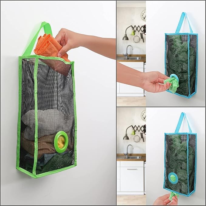 Image of Reusable Hanging Folding Storage Breathable Mesh Garbage, Portable Hanging Kitchen Garbage Collector, Shopping Bag Organizer Bin Carrier Bag Holder For Man And Woman. (Multicolor)