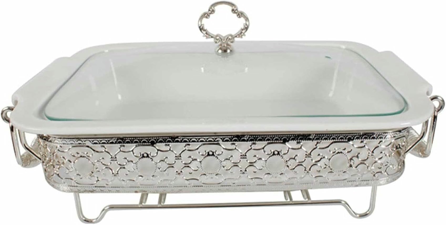 Plateaux chauffants chafing dish céramique blanche pour buffet chaud