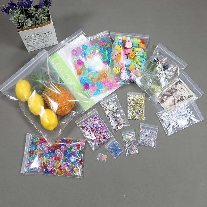 Image of Success Stationery Zip Lock Bags 3 inchx4 inch 100 Pcs - Reusable Transparent Ziplock Pouch for Medicine, Fridge Food Storage, Jewellery & Travel - Thick Resealable Zipper Cover