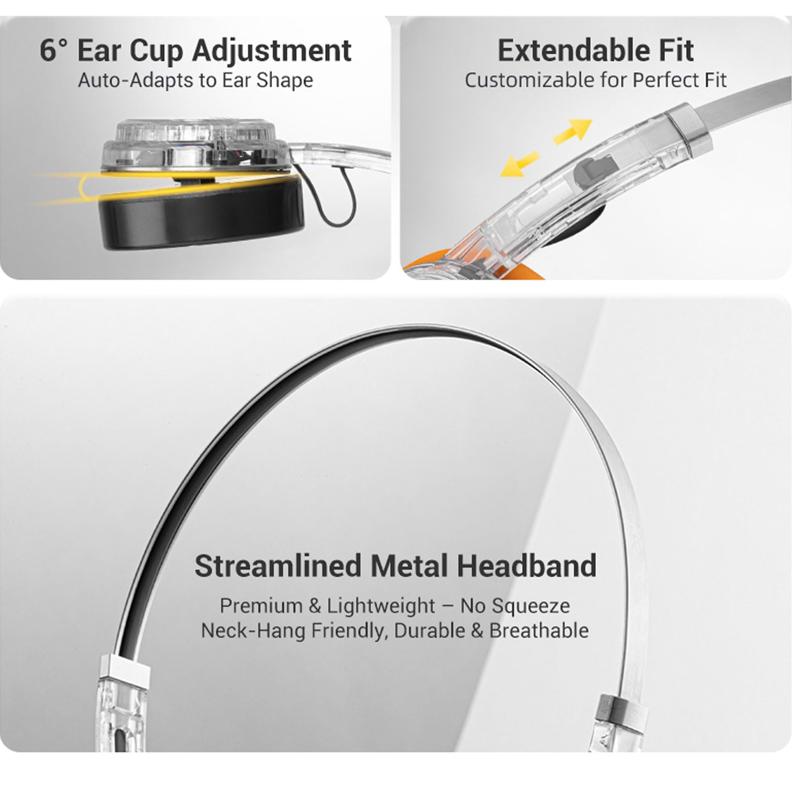 Yunir Auriculares retro, más de 20 horas de reproducción, auriculares ligeros clásicos retro, auriculares deportivos, ajuste de volumen giratorio, diadema de metal extensible para gimnasio