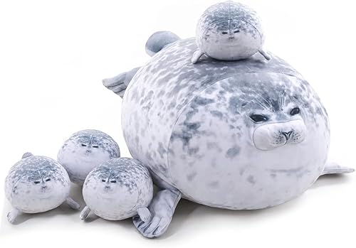 Miniatura 7 de LUXSIT Almohada gordita de 23.8 pulgadas, almohada de felpa de sello grande, juguete de peluche suave y lindo para niños y adultos, gran idea de