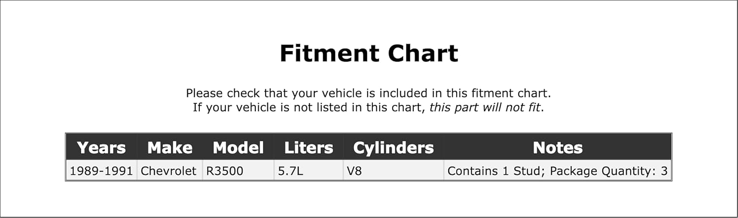Front Exhaust Manifold Bolt and Spring Compatible With Chevrolet R3500 5.7L V8 1991 1990 1989 P-3309244