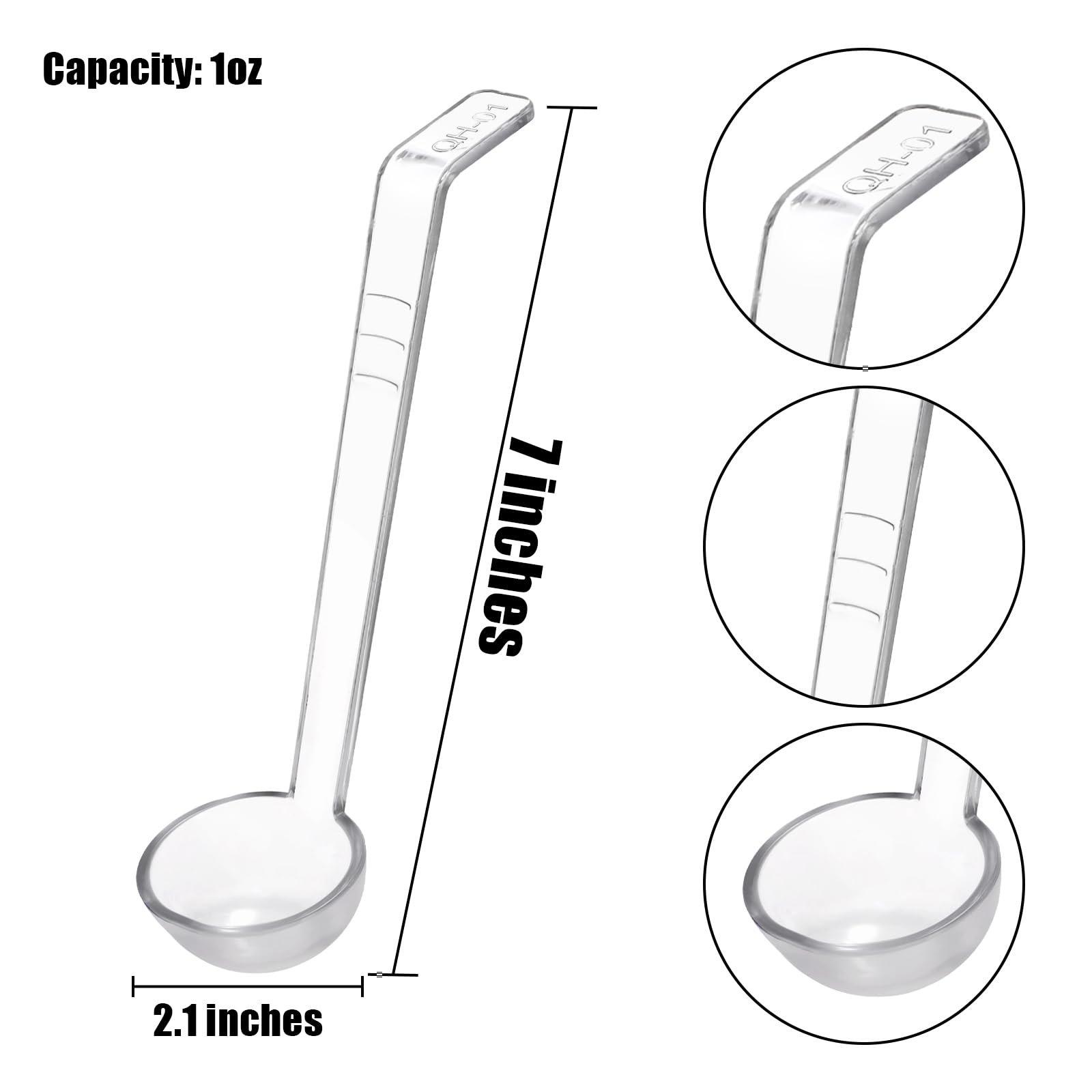 Coloch 20 Pack 1oz Plastic Small Ladle, 7 Inch Clear Mini Ladle Long Handle Punch Bowl Ladles Mini Serving Spoon for Juice, Topping, Dressing, Soup, Gravy, Pouch Bowl, Cocktail