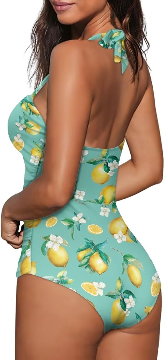 One Piece Swimsuit Women's Cosy Swimwear with Halter Strap Bathing Suit Monokini for Ladies Swimming Surfing