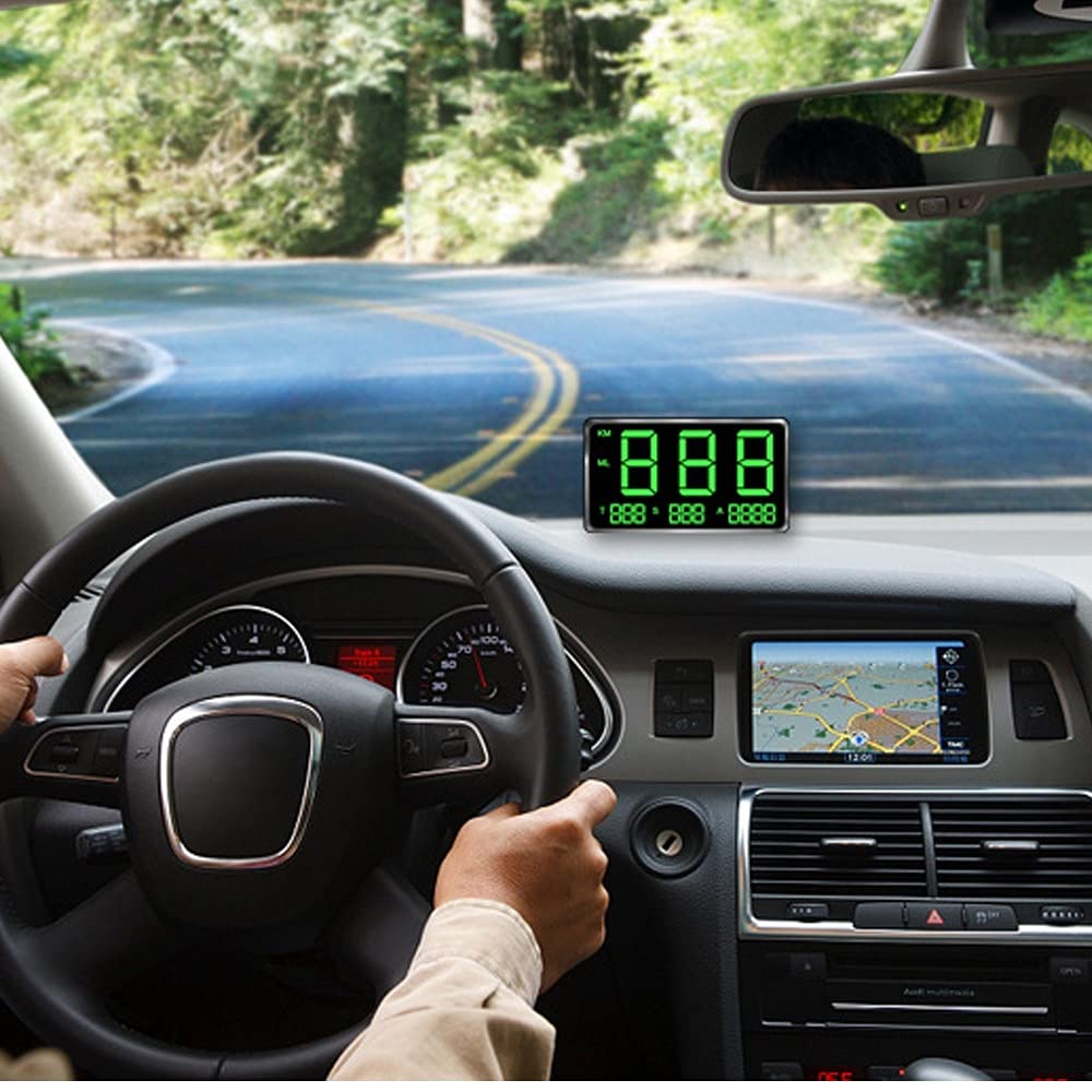 Contachilometri GPS, Display Testa Alta Universale di Avvertamento Auto HUD Digital Car, Tachimetro GPS KM/H MPH per Moto Auto Bici