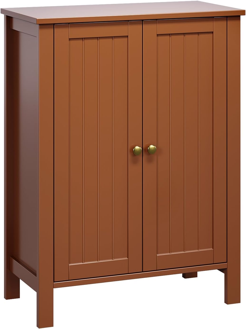Bonnlo Free Standing Bathroom Storage Cabinet, Rustic Brown Floor Cabinet with Doors, Small Wooden Accent Sideboard Console for Entryway, Kitchen, Living Room Organization, 31.5" H