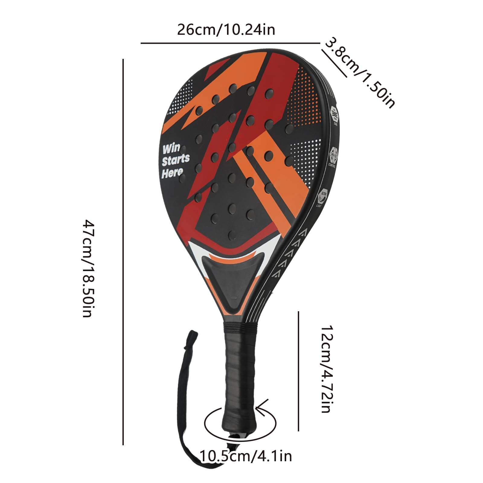 Raquette de Padel per Principianti Racchetta Padel Leggera 330 g Superficie ABS Impugnatura Antiscivolo Laccio di Sicurezza Regolabile Ideale per Allenamento e Partite