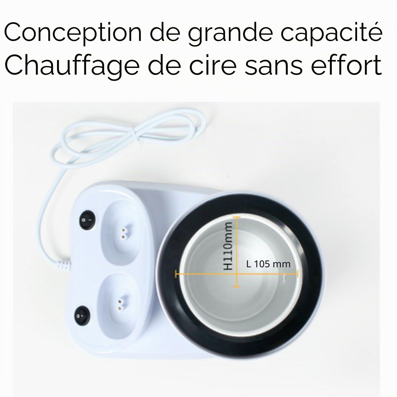 Chauffe-cire 4 en 1 – Chauffe-cire roll-on 220 W, conception anti-brûlure avec 3 cartouches, idéal pour un usage domestique – Couvercle transparent pour une surveillance facile