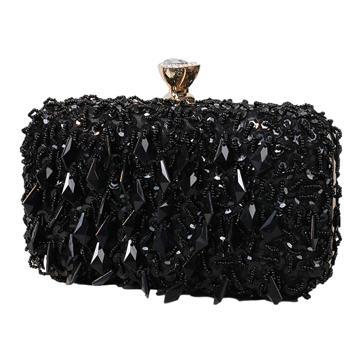 RomanticDesign Women Bling Evening Bag Fashion Embroidered Beaded Sequin Clutch Cocktail Wedding Party Purse, Black