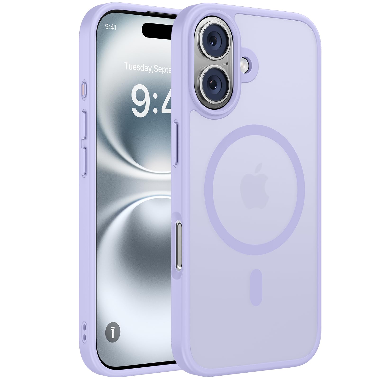 Miracase Magnetic Series for iPhone 16 Case [Compatible with MagSafe] Military-Grade Protection, Anti-Fingerprint, Slim Phone Case for iPhone 16 6.1 inch - Light Purple