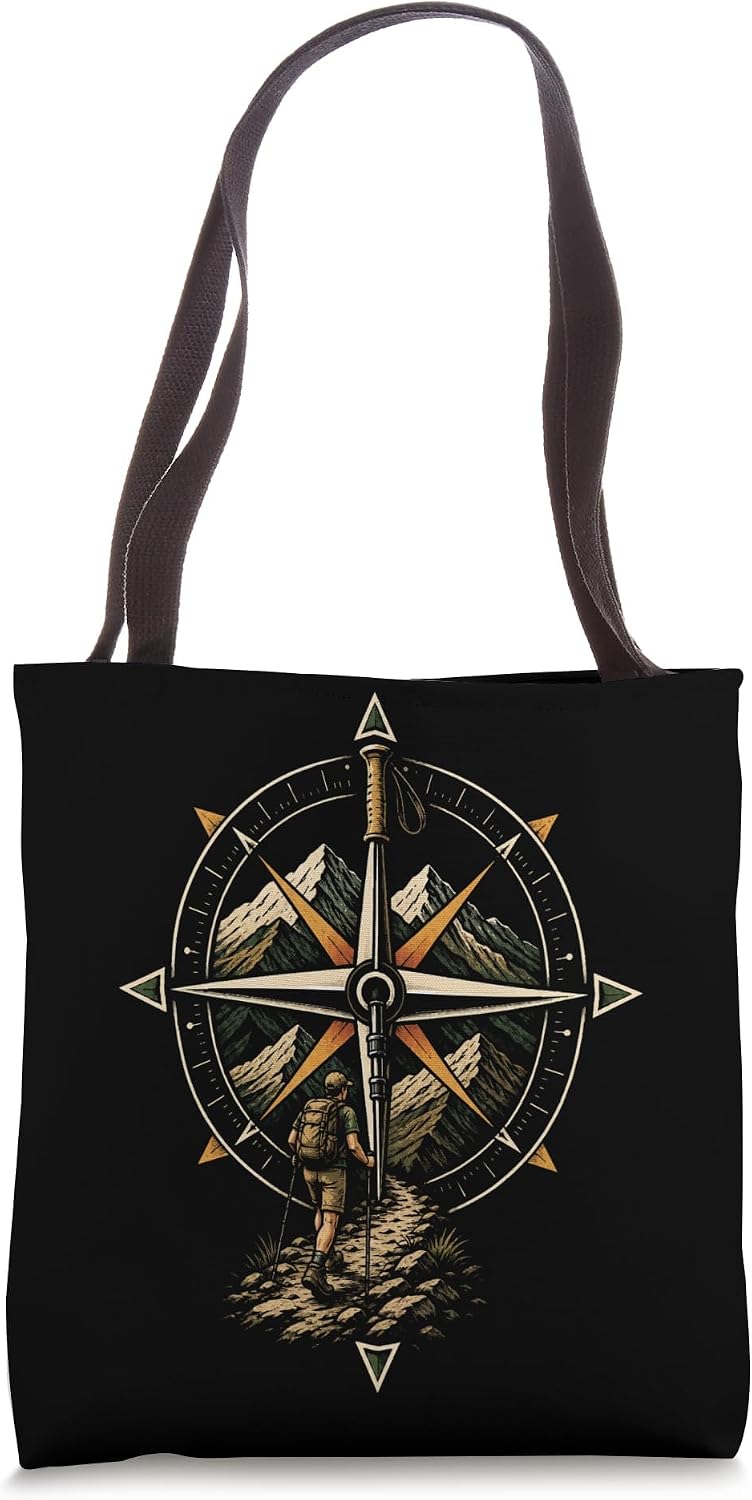 Compass Rose Trail Hiking Hiker Nature Outdoor Gift Tote Bag